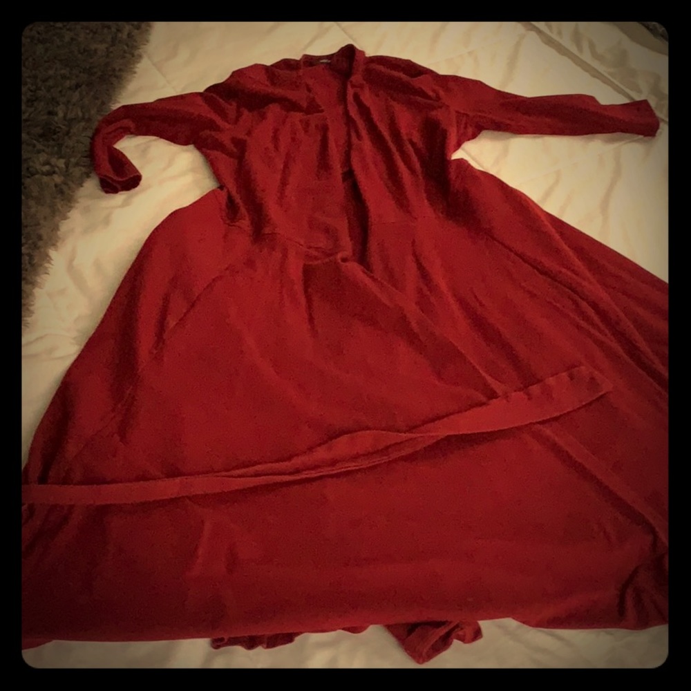 Red wrap dress